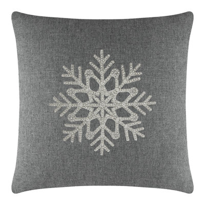 Sparkles Home Snowflake Throw Pillow | Rhinestone Motif | Faux Pearls | Feather-Filled | Custom Sizes