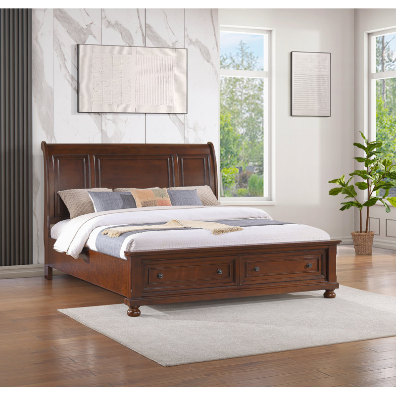 Aro C1E44722E7F54FEB94E21FB8E5AE50A4 Kingstorage Bed Rustic Cherry, King