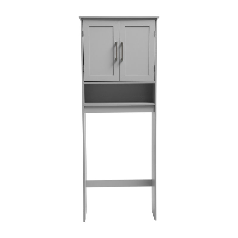 Gray Engineered Wood Over-the-Toilet Storage Cabinet with Adjustable Shelves