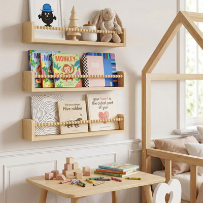 10 cm H x 58 cm W Solid Wood Floating Shelf Bookcase