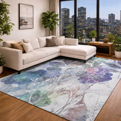 Machine Washable Indoor/Outdoor Chantille ACN2885 Botanical Rug