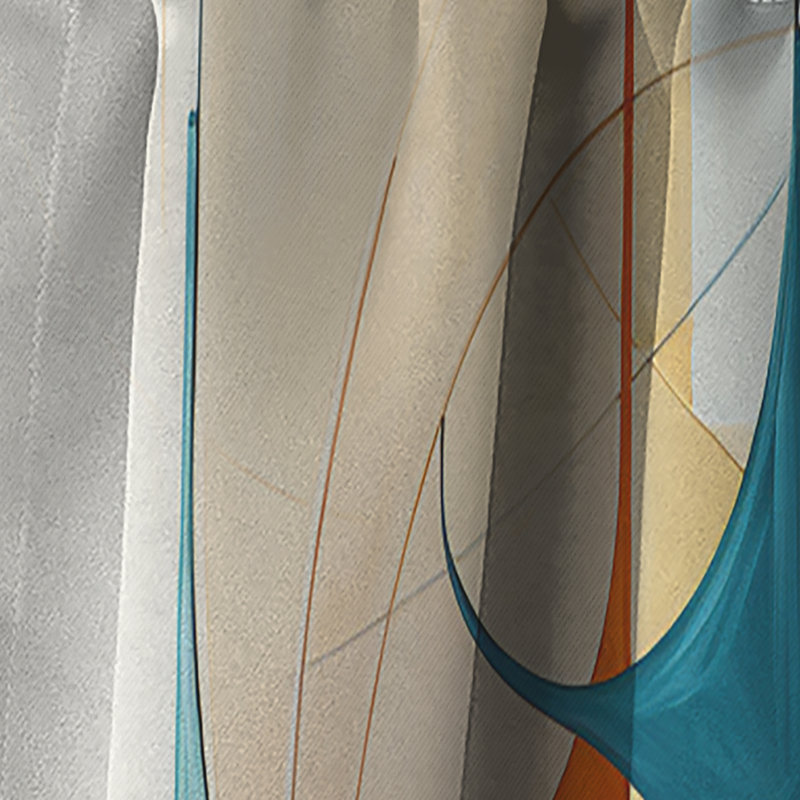 Orange Blue Mid Century Harmony In Geometry I - Midcentury Blackout Abstract Curtain - 1 Panel, 52" W x 108" L