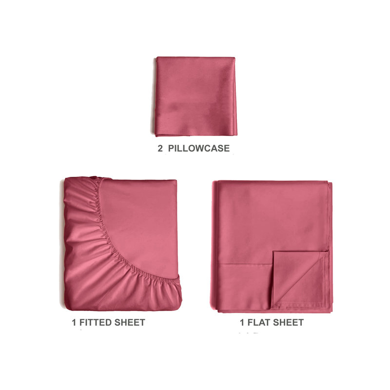  Premium Luxury 4 Piece Rayon from Bamboo Sheet Set, Twin, Burgundy