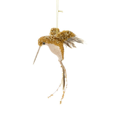 Ornement colibri doré scintillant