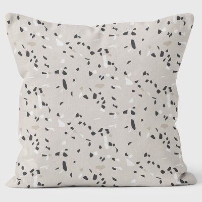 Terrazzo Rosa Con Petali Bianchi e Neri - Art Print Cushion