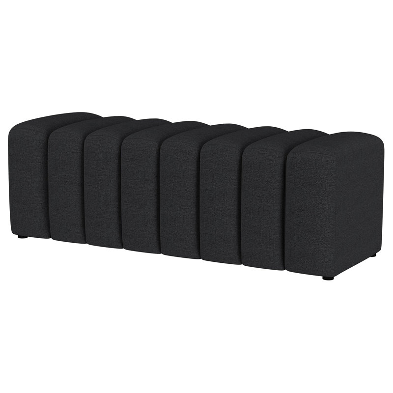 Banc d'appoint rembourré en tissu Delsur, Gris anthracite