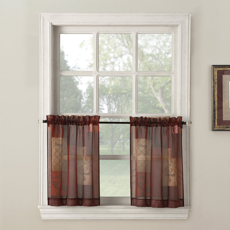 Bigelow Rod Pocket Kitchen Curtain Tier, 24" H x 56" W, Multi