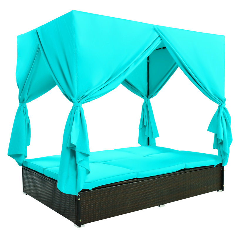 Outdoor Double Chaise Lounge, Patio Outdoor Sunbed With Adjustable Backrest, Steel Frame For Backyard, Poolside