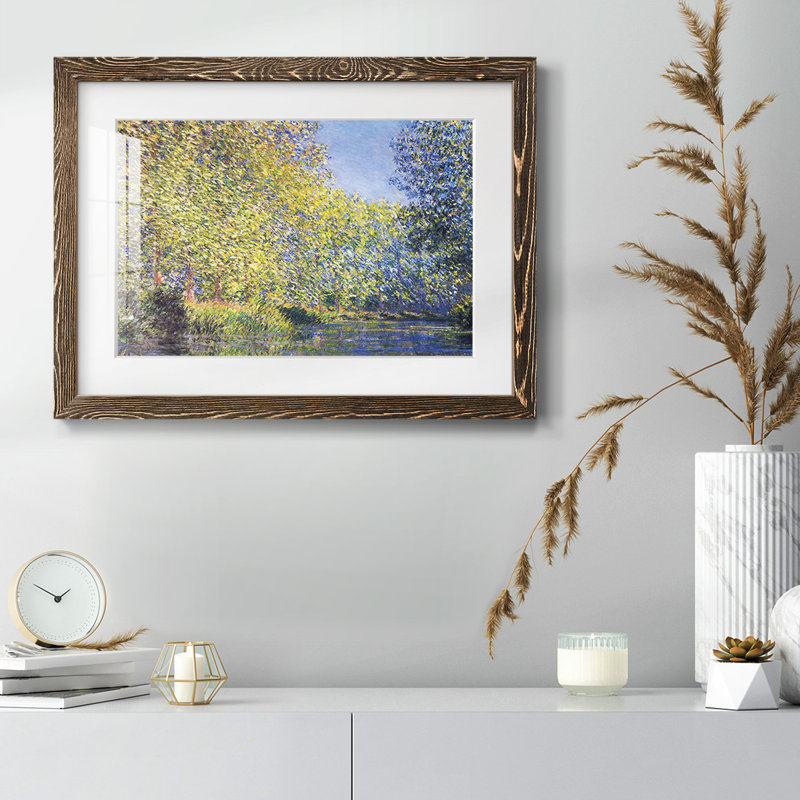 «A Bend In The Epte Giverny» par Monet, reproduction d'art sur papier, Noyer, H 22 po x l 32 po x P 1,5 po