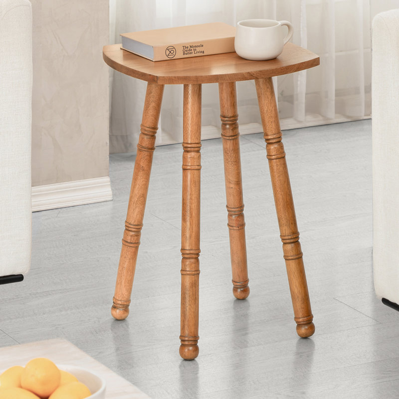 Cinta Solid Wood End Table with Paddle Shaped Top, Mid Tone Honey