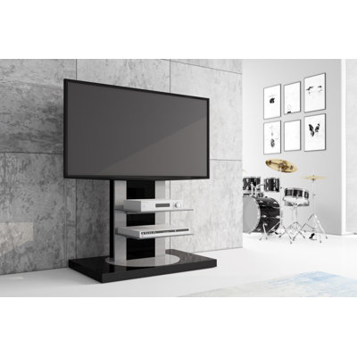 Orren Ellis Annike Floor Stand Mount for Greater than 50" Screens with Shelving, Holds up to 90 lbs