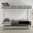 Three Sleeping Space Bunk Bed For Small Shared Bedrooms Soft White Metal With Additional Pullout Trundle