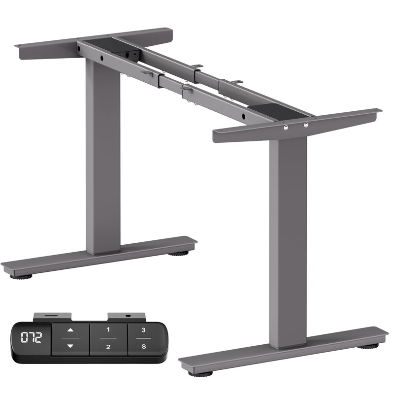 Cadre de bureau double électrique avec contrôleur mémoire Okin, Gris, H 17,7 po x l 27,56 po x P 43,4 po