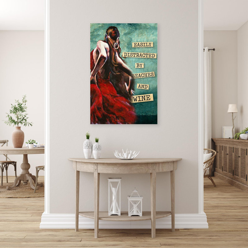 «Beaches And Wine», reproduction d'art graphique sur toile tendue, L 24 po x H 36 po