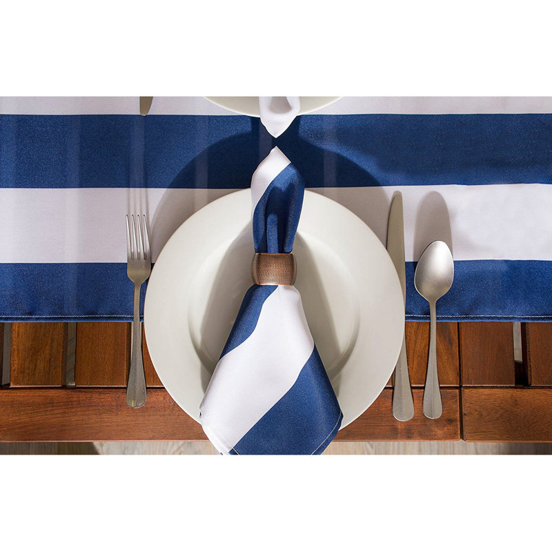 Risa Stripe Outdoor Table Runner, 72" L x 14" W, Nautical Blue