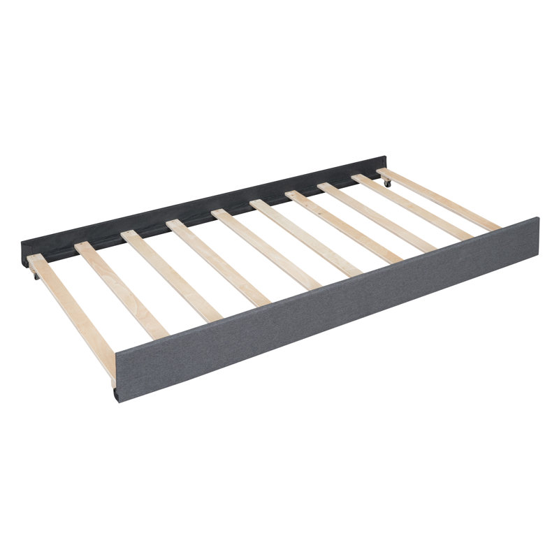Lit plateforme tapissier avec lit gigogne, tête de lit classique