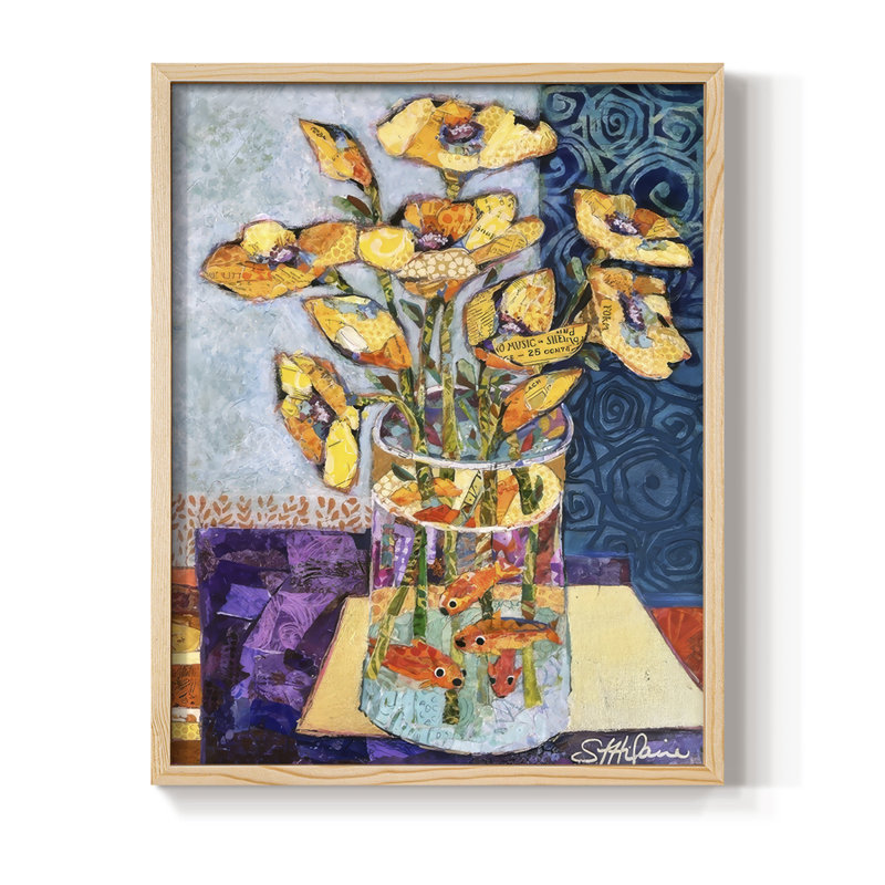 Papier mâché Arrangment IV, reproduction encadrée - bois massif, Naturel, H 15 po x l 12 po