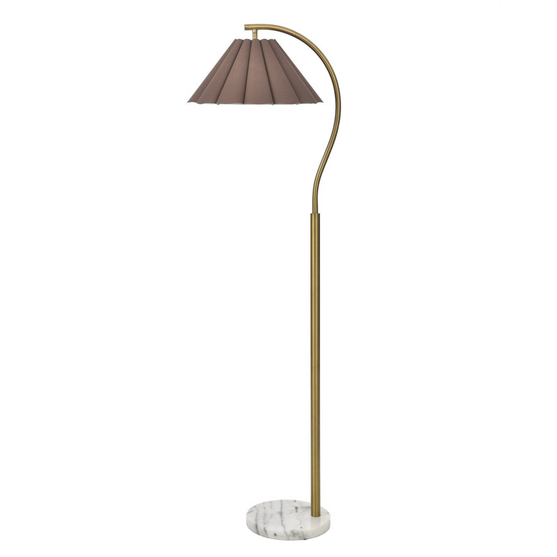 Lampe sur pied Tamara Day for Stylecraft Penelope , Laiton poli / abat-jour brun cassé