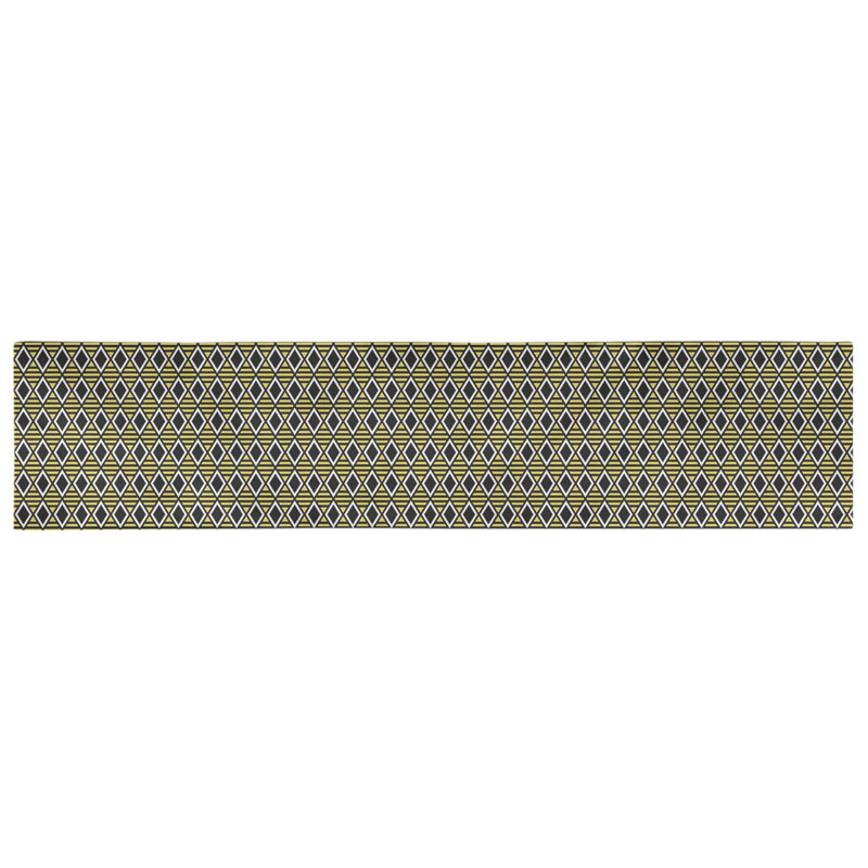 Chemin de table à carreaux géométriques Avicia, 73,5 po x 17,5 po, Noir / Jaune, Coton