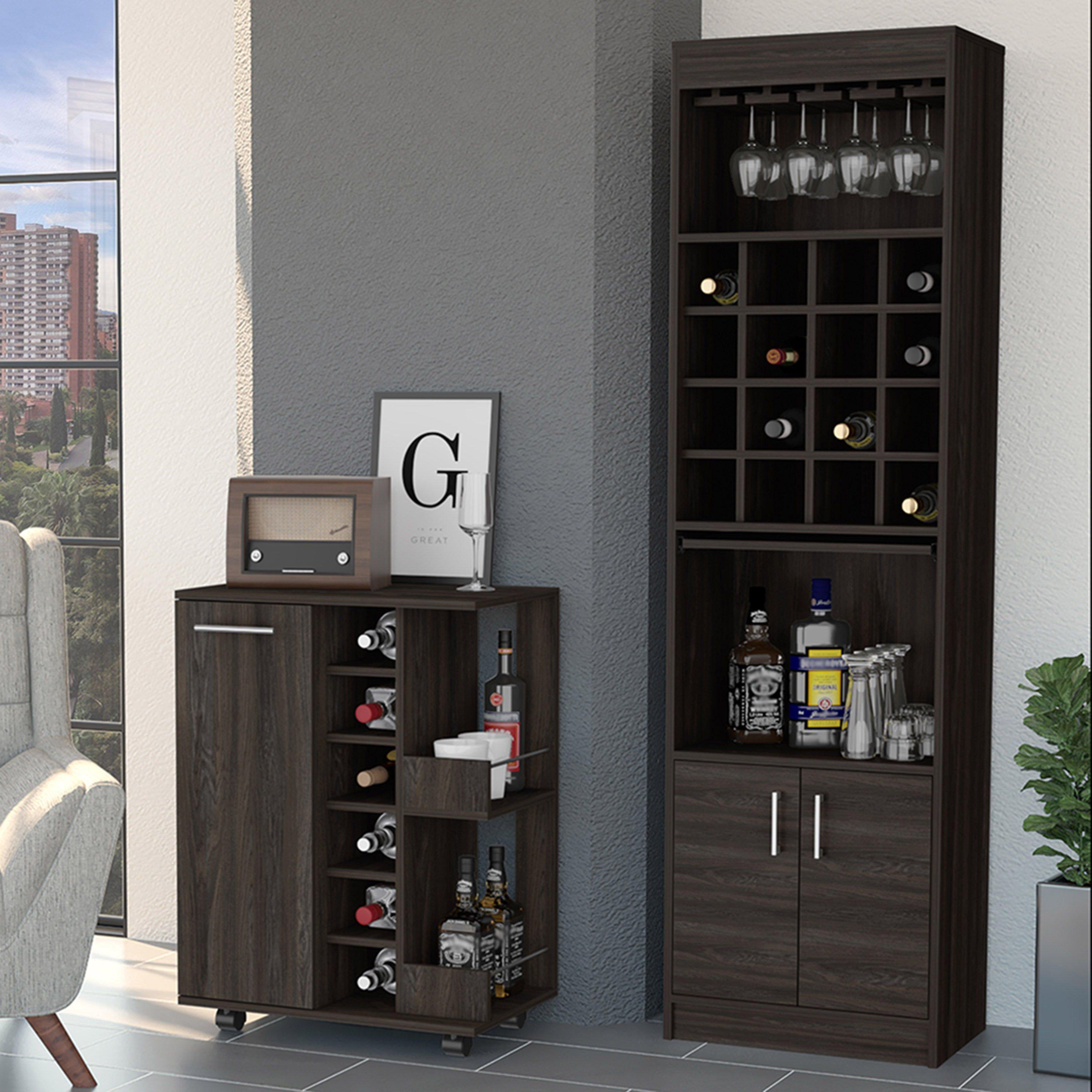 Ebern Designs Monai 2-Piece Living Room Set with Bar Cabinet and Bar ...