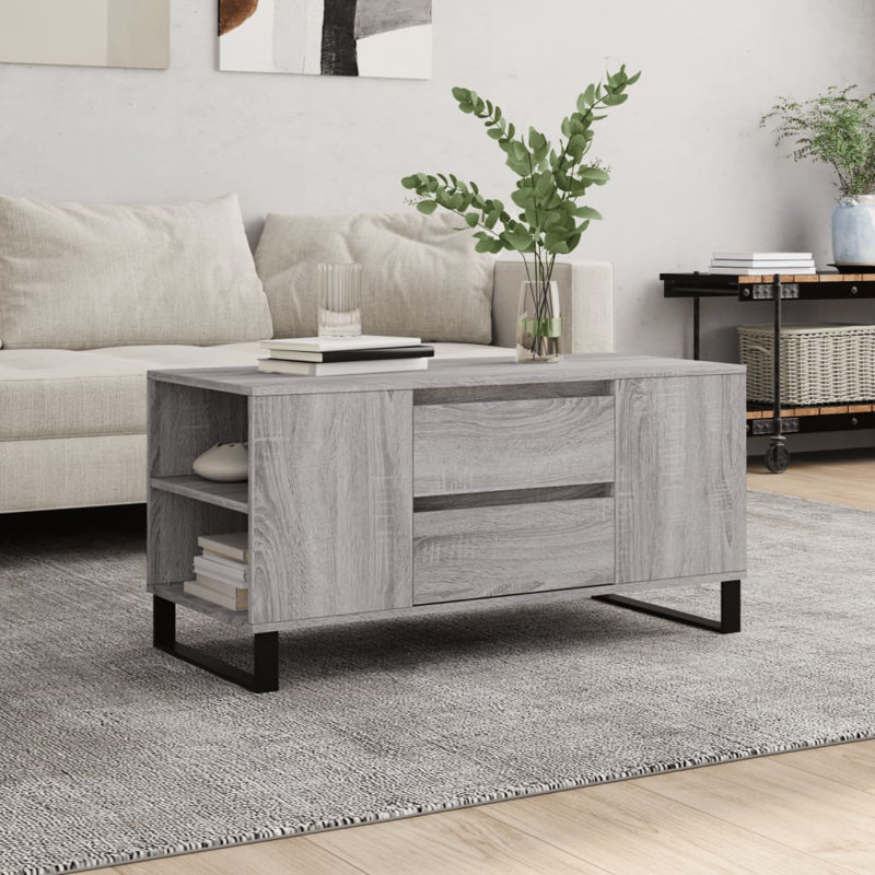 Mikalai Sled Coffee Table with Storage, Grey Sonoma