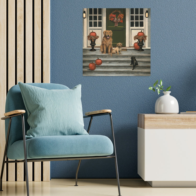 Art contemporain accueillant avec des animaux, H 18 po x l 18 po