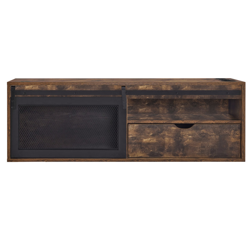 Wall Mount Salon Storage Cabinet, Professional Styling Station with 3 Metal Tool Holders, Brown