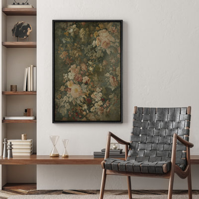 Moody Green Vintage Vaiety Flowers Rustic Framed Bedroom Wall Decorations Canvas Print