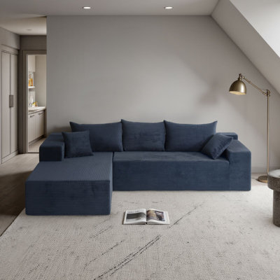 2 - Piece No Assembly Required Upholstered Sectional, Free Combination Cloud Sofa Couch with L-Shape Chaise