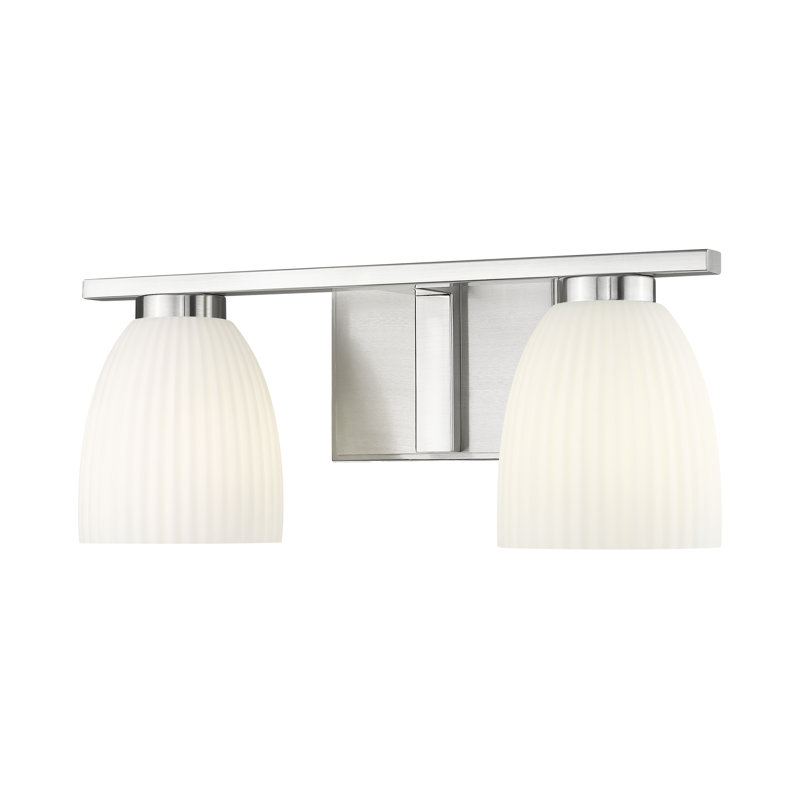 Coiffeuse Mateo, H 6,5 po x l 16 po x P 6,5 po, Nickel brossé, Deux lumières
