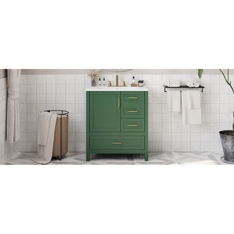 Bathroom Cabinet Vanity With Sink, 30" Size, Solid Wood & , Soft Close Mechanism, Modern Appearance Vanity, Frame And Easy System, Contemporary Design