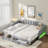 Extendable Upholstered Daybed With 2 Storage Drawers And Led Light-542106540
