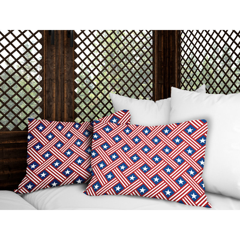 Ensemble de coussins réversibles intérieur / extérieur Star Stripe, 20x14, Navy Blue