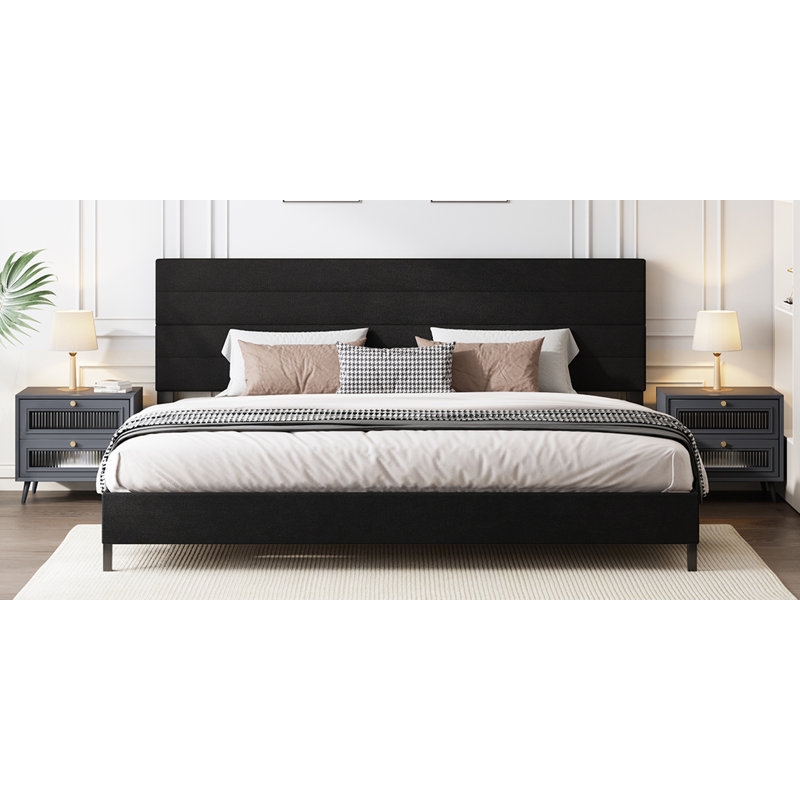 Yeudiel Upholstered Platform Bed, King, Black