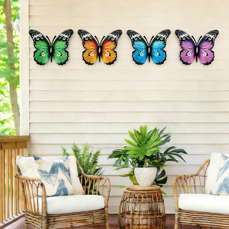 Paquet de 4 décorations murales papillon Butterfly Garden Vibe