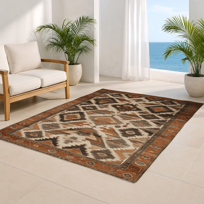 Tapis d'intérieur et d'extérieur brun Persian