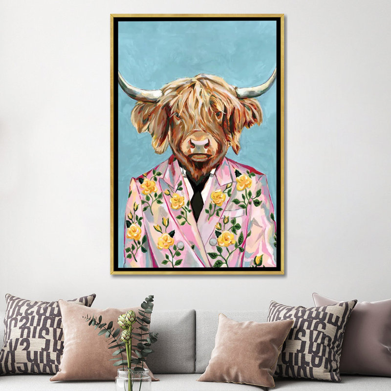 « Vache » par Heather Perry-impression, Pas de tapis, H 60 po x l 40po x P 1,5 po, Toile encadrée d'or