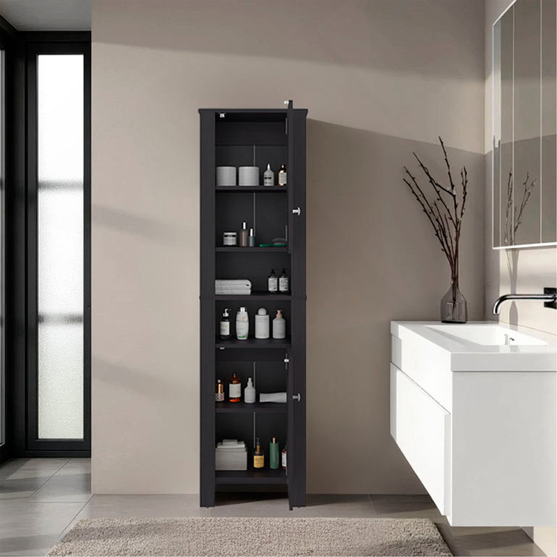 Bathroom Cabinet 63.3" H, 2 Doors, 6 Shelves, Black Wengue - Bathroom