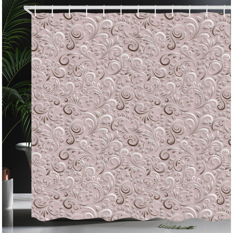 Floral Shower Curtain with Hooks Included, 70" H x 69" W, Blush Magenta