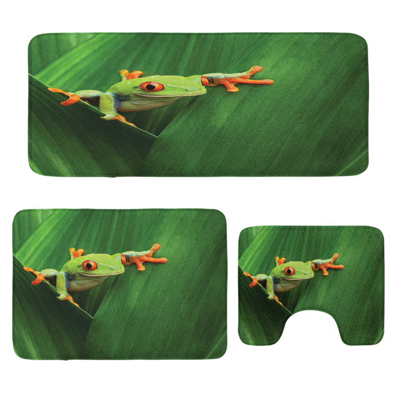  Tapis de salle de bain vert 3 pièces en U et tapis rectangulaires vert