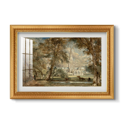 Cathédrale de Salisbury vue des jardins de l'évêque, vers 1822-1823 - John Constable - Estampe encadrée sur mesure