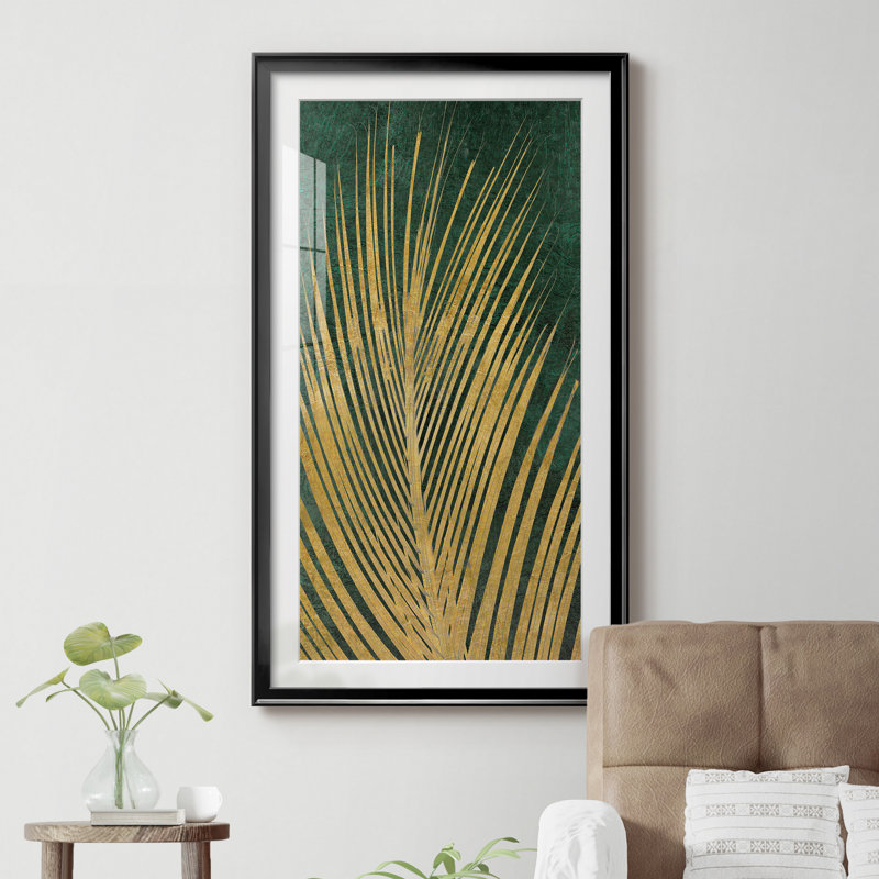 Golden Palm I - cadre photo, impression sur papier, Papier noir, H 22,5 po x l 42,5 po x P 1,5 po