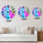 Turquoise et rose, art abstrait fluide de luxe - horloge murale moderne-425841418