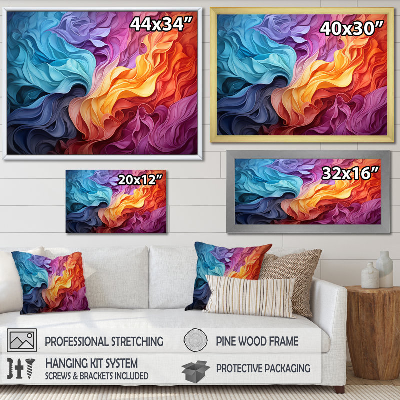 Opt Illusion chromatique sur toile, Cadre flottant noir, H 30 po x l 40 po x P 1,5 po