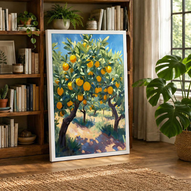 Golden Orchard Tropical - Wrapped Canvas, 36x24 - 91.4 x 61.0 cm, Terracotta Border