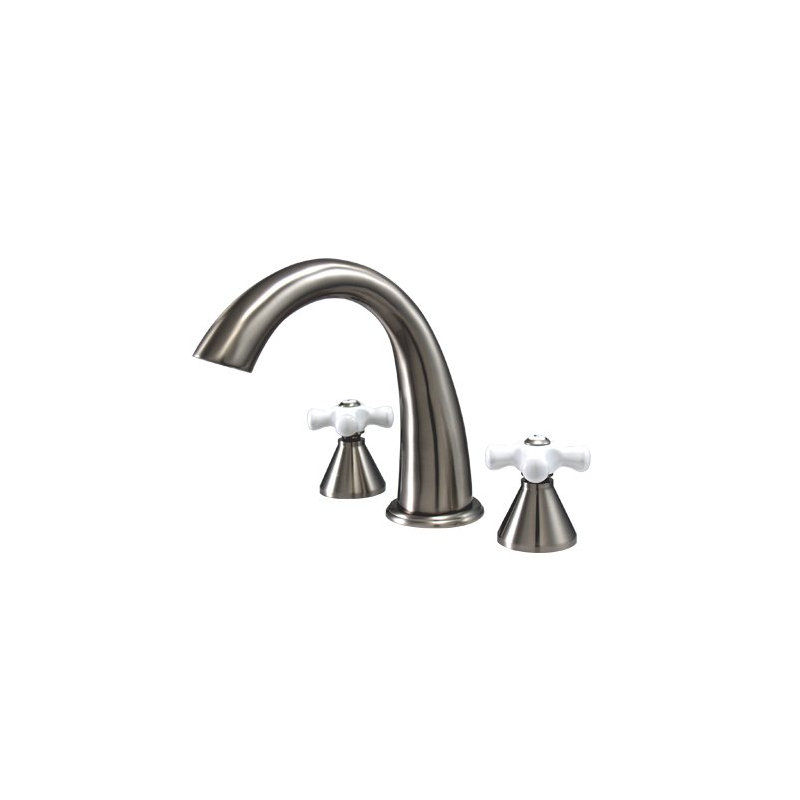 Double Handle Deck Mounted Roman Tub Faucet, Brushed Nickel