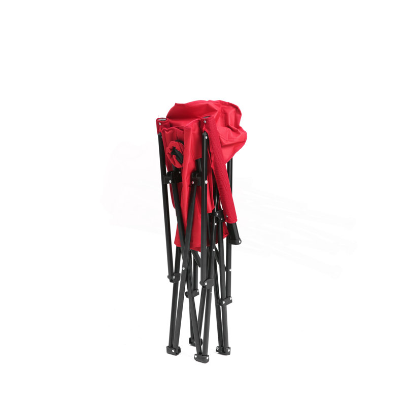 Fauteuil de jardin robuste à haut dossier 250LBS, chaise pliante portative avec porte-gobelet, Rouge / Noir