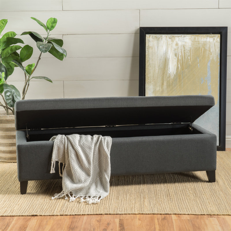 Repose-pieds de rangement polyvalent avec des pieds en bouleau durables et un design élégant pour la maison, Noir