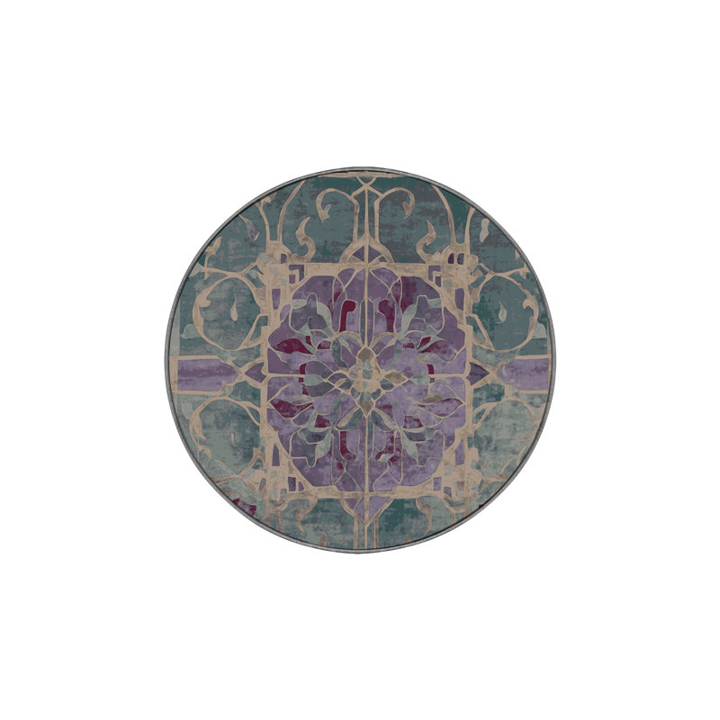 Tapis gris soyeux et moelleux, Rond 8 pi