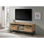 Meuble télé 47 po en bois avec 5 tablettes et 2 tiroirs, console média de salon pour téléviseurs de 43 à 55 po